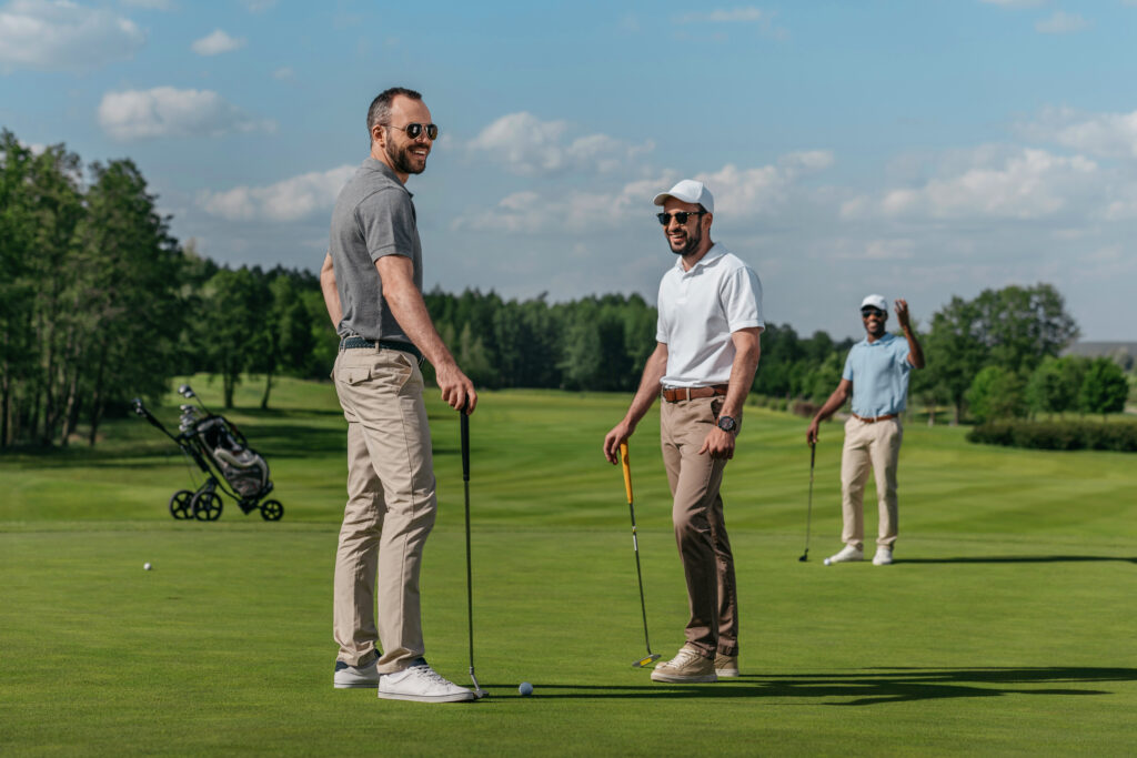 Corporate Golf Event - Guys have fun on golf course