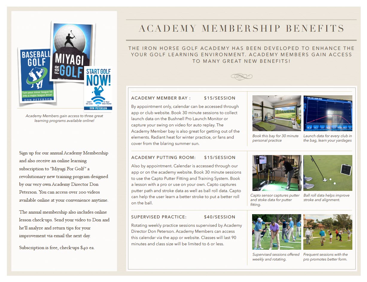 golf academy member benefits